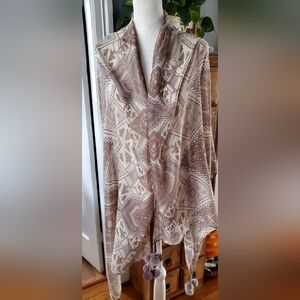 Quagga Green Label Beige Patterned Scarf with Tassels